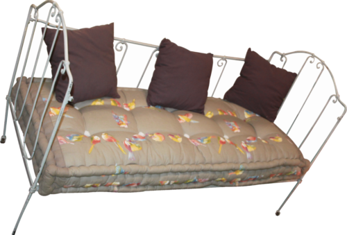 banquette fer et matelas oiseaux 65x148x15 - PNG